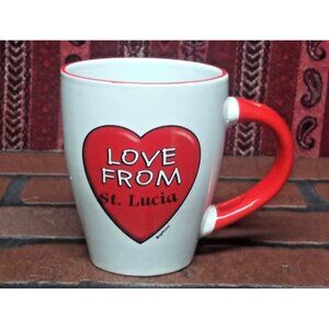 Love From St. Lucia Heart Mug Valentine's Day Mug Coffee Tea white red ceramic